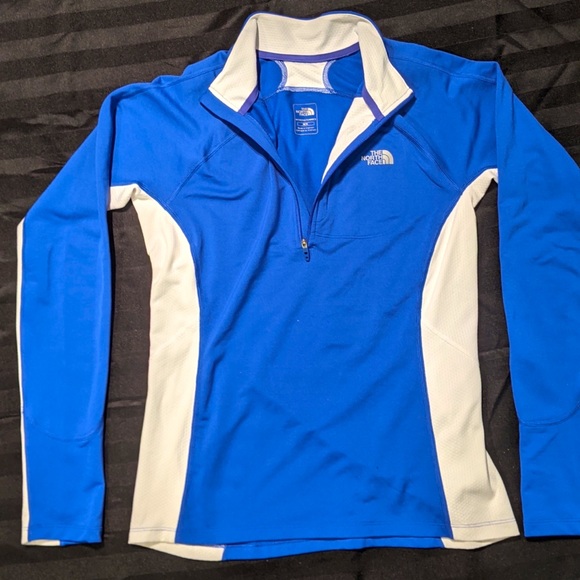 The North Face 1/4 Zip Vapor Wick Blue/White Running Long Sleeve - Size M - Picture 1 of 10